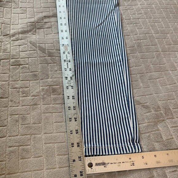 Banana Republic Women 26 Denim Jeans Blue White Striped Skinny High Rise Stretch - Picture 8 of 13